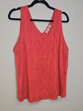 Cato Coral Lace-Detail V-Neck Tank